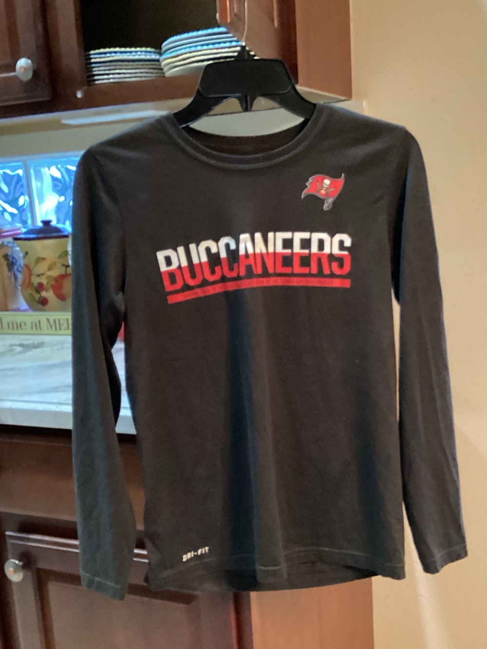 Nike Dri-FIT Buccaneers Black Tee with Red and White Print